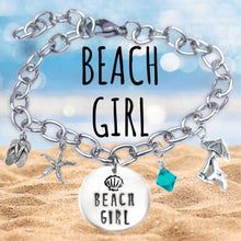 Load image into Gallery viewer, Beach Girl Skinny Caps Font Bangle