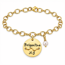 Load image into Gallery viewer, Brigantine Beach Tag Charm Bracelet – Hand-Stamped NJ Jewelry