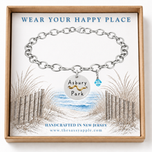 Load image into Gallery viewer, Asbury Park Beach Tag Charm Bracelet – Hand-Stamped NJ Jewelry