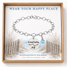 Load image into Gallery viewer, Lavallette Beach Tag Charm Bracelet – Hand-Stamped NJ Jewelry