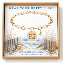 Load image into Gallery viewer, North Beach NJ Beach Tag Charm Bracelet – Hand-Stamped Jewelry