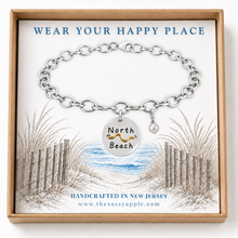 Load image into Gallery viewer, North Beach NJ Beach Tag Charm Bracelet – Hand-Stamped Jewelry