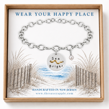 Load image into Gallery viewer, Sea Bright Beach Tag Charm Bracelet – Hand-Stamped NJ Jewelry