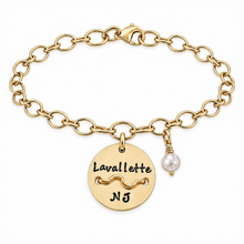 Load image into Gallery viewer, Lavallette Beach Tag Charm Bracelet – Hand-Stamped NJ Jewelry