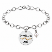 Load image into Gallery viewer, Lavallette Beach Tag Charm Bracelet – Hand-Stamped NJ Jewelry