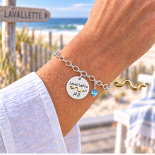 Load image into Gallery viewer, Lavallette Beach Tag Charm Bracelet – Hand-Stamped NJ Jewelry