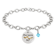 Load image into Gallery viewer, Margate Beach Tag Charm Bracelet – Hand-Stamped NJ Jewelry