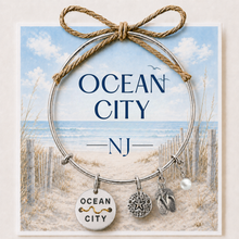Load image into Gallery viewer, Ocean City Expandable Beach Tag Bracelet – Hand-Stamped NJ Jewelry