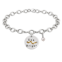 Load image into Gallery viewer, Sea Bright Beach Tag Charm Bracelet – Hand-Stamped NJ Jewelry