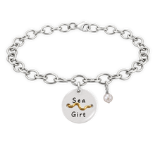 Load image into Gallery viewer, Sea Girt Beach Tag Charm Bracelet – Hand-Stamped NJ Jewelry