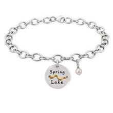 Load image into Gallery viewer, Spring Lake Beach Tag Charm Bracelet – Hand-Stamped NJ Jewelry