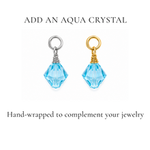 Load image into Gallery viewer, Hand wrapped blue crystal charms in silvertone and goldtone