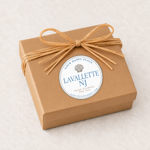 Load image into Gallery viewer, A kraft jewelry box with raffia ribbon for beach jewelry collection of Lavallette, NJ