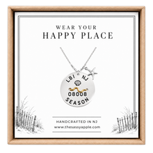 Load image into Gallery viewer, A carded LBI NJ Beach tag pendant on necklace with starfish in box