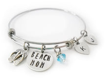 Load image into Gallery viewer, Beach Mom Bangle with Heart Initials
