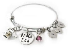 Load image into Gallery viewer, Beach Mom Bangle with Heart Initials
