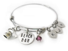 Load image into Gallery viewer, Beach Mom Bangle with Heart Initials