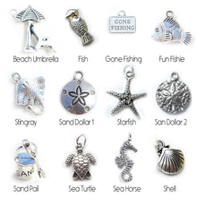 Load image into Gallery viewer, Cape May NJ Flat Mini Sterling Silver Beach Bangle with Swarovski Crystal