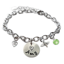 Load image into Gallery viewer, Personalized BUMBLEBEE Sterling Silver Name Charm Bracelet
