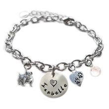 Load image into Gallery viewer, Personalized BULLDOG Sterling Silver Name Charm Bracelet