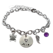 Load image into Gallery viewer, Personalized BUTTERFLY Sterling Silver Name Charm Bracelet