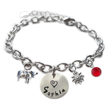 Load image into Gallery viewer, Personalized COW Sterling Silver Name Charm Bracelet