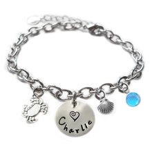 Load image into Gallery viewer, Personalized CRAB Sterling Silver Name Charm Bracelet