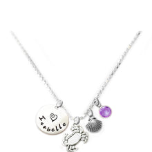 Load image into Gallery viewer, Personalized CRAB Charm Necklace with Sterling Silver Name
