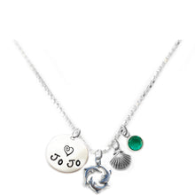 Load image into Gallery viewer, Personalized DOLPHINS Charm Necklace with Sterling Silver Name