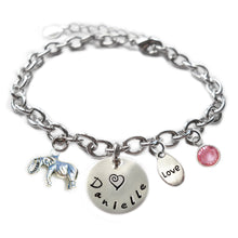 Load image into Gallery viewer, Personalized ELEPHANT Sterling Silver Name Charm Bracelet