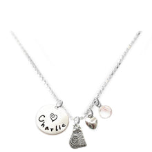 Load image into Gallery viewer, Personalized FAT CAT Charm Necklace with Sterling Silver Name