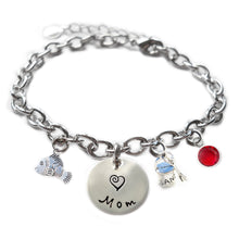 Load image into Gallery viewer, Personalized FUN FISHIE Sterling Silver Name Charm Bracelet