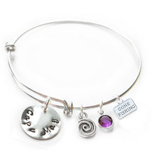 Load image into Gallery viewer, Cape May NJ Flat Mini Sterling Silver Beach Bangle with Swarovski Crystal