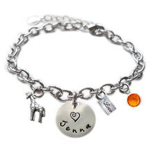 Load image into Gallery viewer, Personalized GIRAFFE Sterling Silver Name Charm Bracelet