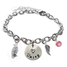 Load image into Gallery viewer, Personalized HAWK Sterling Silver Name Charm Bracelet