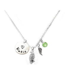 Load image into Gallery viewer, Personalized HAWK Charm Necklace with Sterling Silver Name