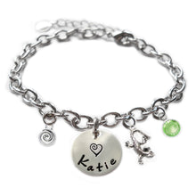 Load image into Gallery viewer, Personalized LIZARD Sterling Silver Name Charm Bracelet