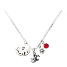 Load image into Gallery viewer, Personalized MONKEY Charm Necklace with Sterling Silver Name