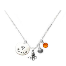 Load image into Gallery viewer, Personalized OCTOPUS Charm Necklace with Sterling Silver Name