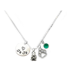 Load image into Gallery viewer, Personalized PANDA BEAR Charm Necklace with Sterling Silver Name