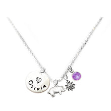 Load image into Gallery viewer, Personalized PIG Charm Necklace with Sterling Silver Name