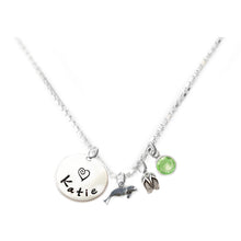 Load image into Gallery viewer, Personalized SEA LION Charm Necklace with Sterling Silver Name