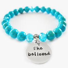 Load image into Gallery viewer, &quot;She believed&quot; Beaded Bangle Quote of the Week
