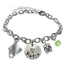 Load image into Gallery viewer, Personalized STINGRAY Sterling Silver Name Charm Bracelet