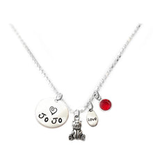 Load image into Gallery viewer, Personalized TEDDY BEAR Charm Necklace with Sterling Silver Name