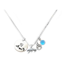 Load image into Gallery viewer, Personalized TIGER Charm Necklace with Sterling Silver Name