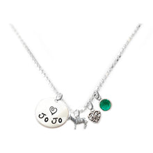 Load image into Gallery viewer, Personalized ZEBRA Charm Necklace with Sterling Silver Name