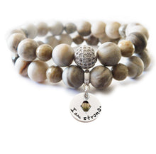 Load image into Gallery viewer, Silver Leaf Jasper &amp; Fossil Coral Beaded Beauty Bracelet
