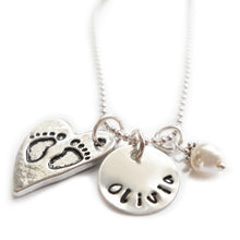 Load image into Gallery viewer, Personalized Charm Necklace with Name with Sterling Silver Name
