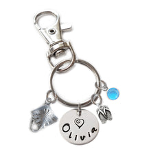 Load image into Gallery viewer, Personalized STINGRAY Swivel Key Clasp with Sterling Silver Name
